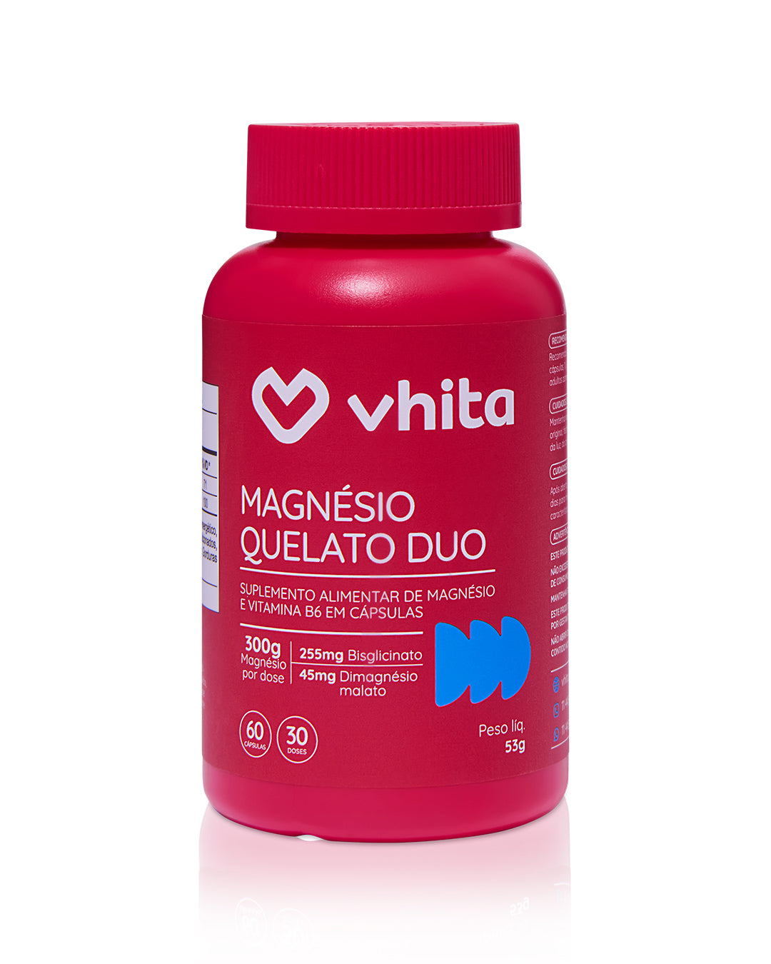 Magnésio Quelato Duo 300mg Dimalato e Bisglicinato com Vitamina B6 em cápsulas