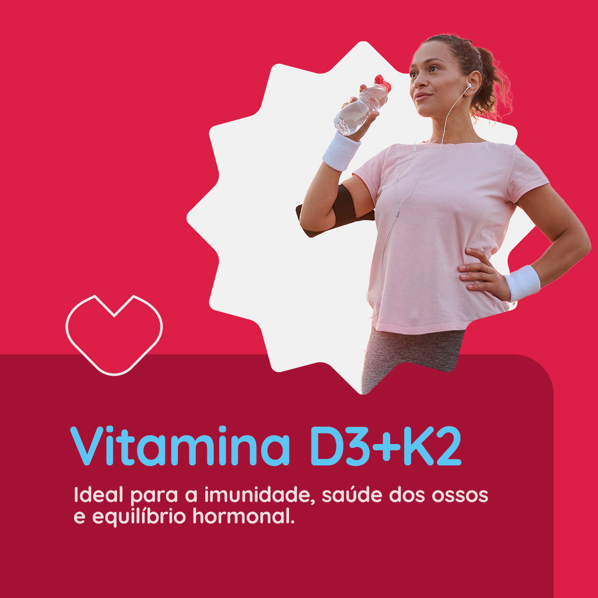 Vitamina D3 2000UI + K2 MK7 Importada de Origem Animal Livre de Aditivos e Zero Calorias em cápsulas