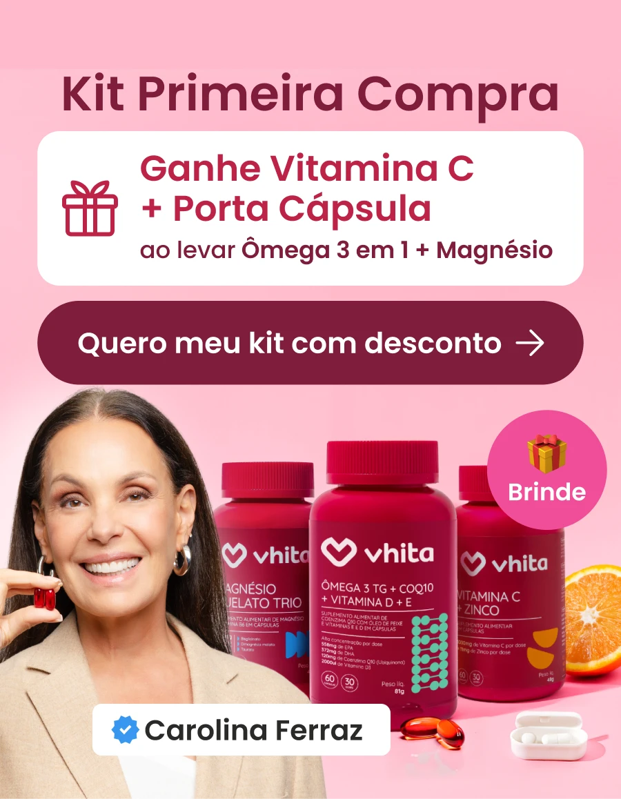 Kit primeira Compra - Ganhe Vitamina C + Porta cápsula ao levar ômega 3 em 1 + magnésio