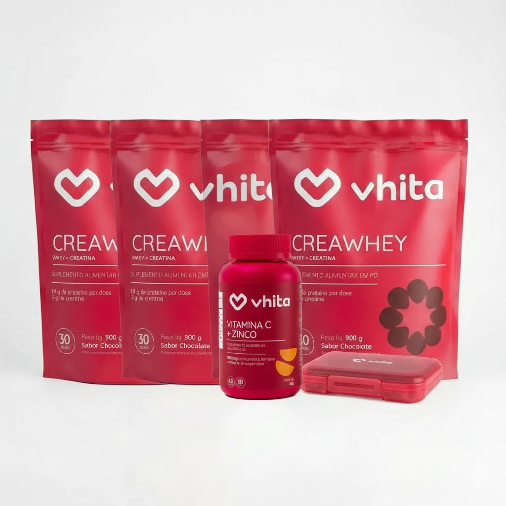 CreaWhey | 19g de proteína e 3g de creatina por dose (chocolate ou baunilha)
