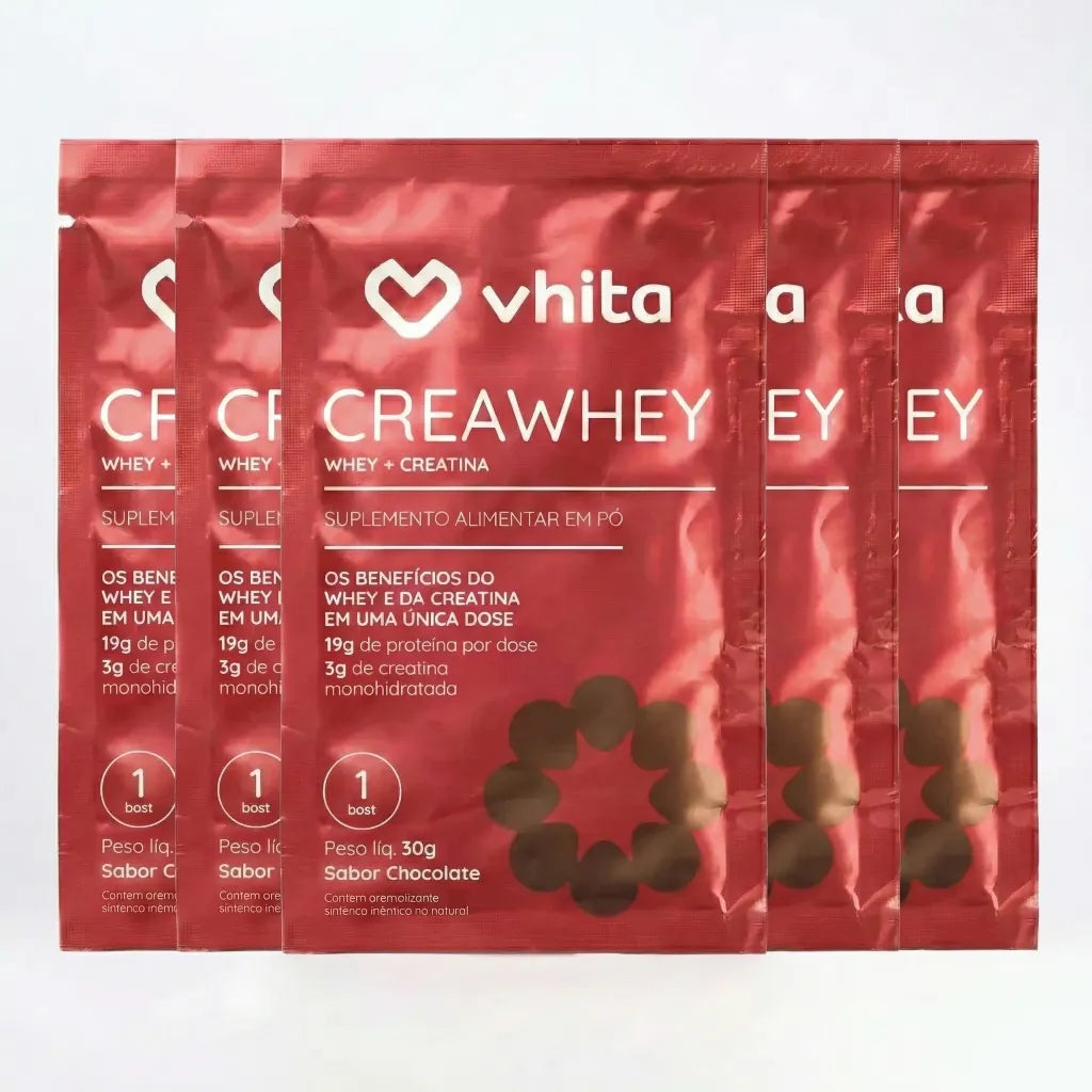 CreaWhey | 19g de proteína e 3g de creatina por dose (chocolate ou baunilha)