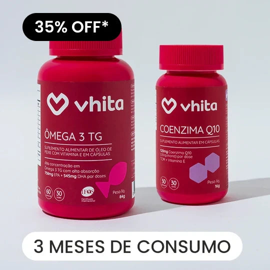 Kit Ômega 3 TG e Coenzima Q10 Vhita com 35% de desconto no Novembro Vhita