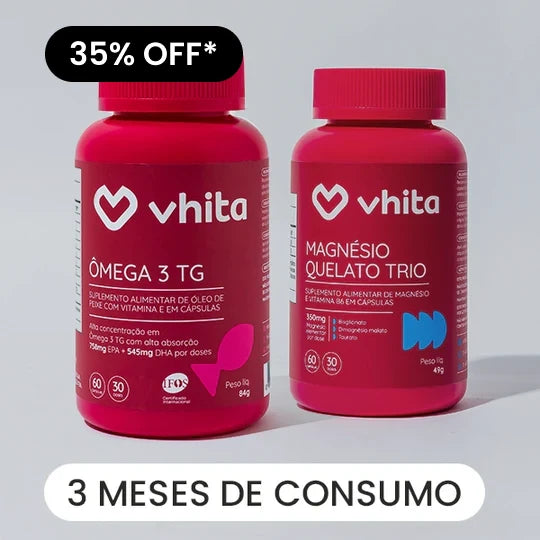 Ômega 3 TG e Magnésio Quelato Trio Vhita com 35% de desconto no Novembro Vhita
