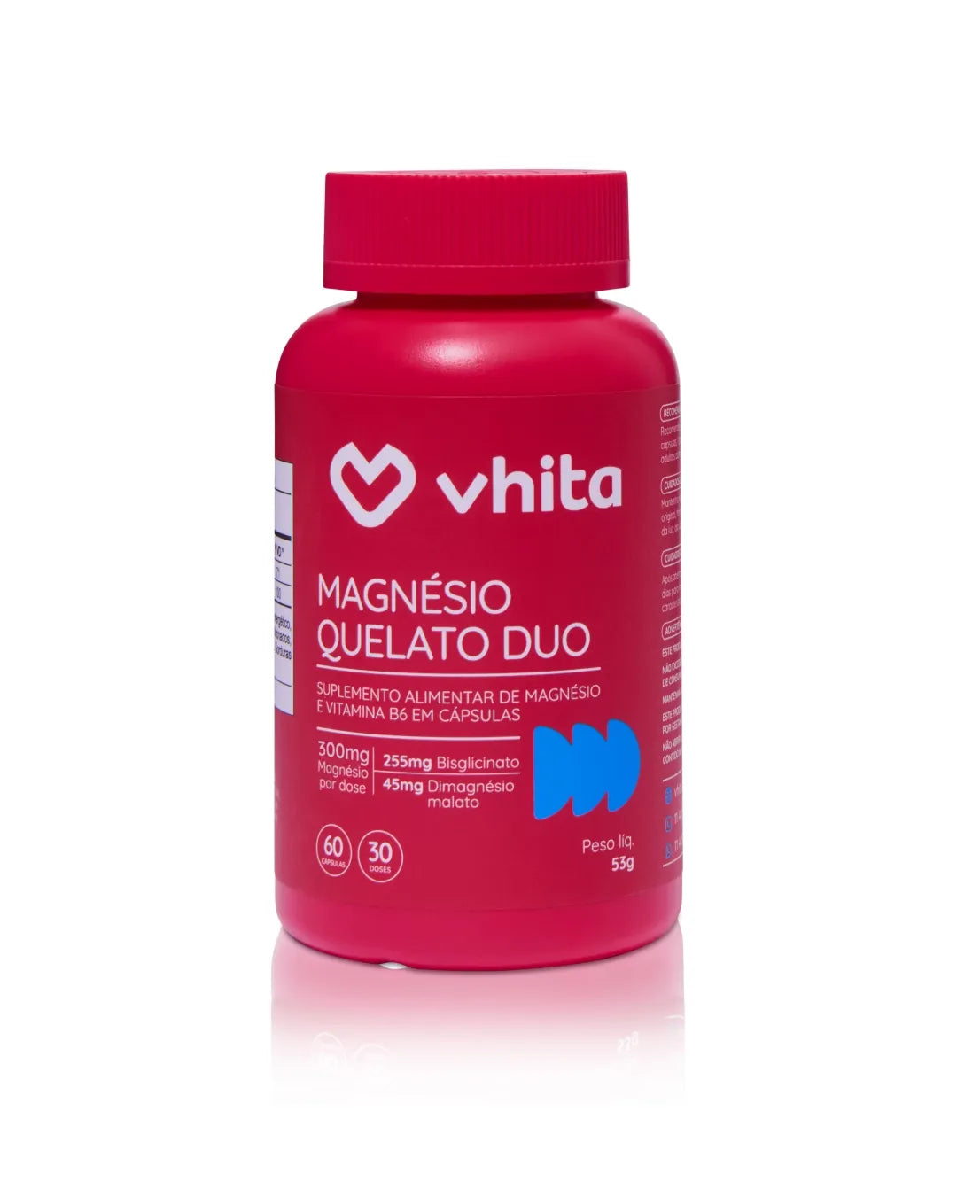 Magnésio Quelato Duo 300mg Dimalato e Bisglicinato com Vitamina B6 em cápsulas