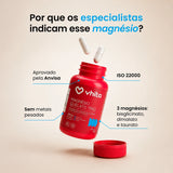 Magnésio Quelato Trio 320mg | Bisglicinato, Dimalato e Taurato com Vitamina B6 (60 Cápsulas)