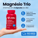 Magnésio Quelato Trio 320mg | Bisglicinato, Dimalato e Taurato com Vitamina B6 (60 Cápsulas)