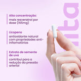 Resveratrol 165mg com licopeno biotina e proantocianidinas em 1 cápsula