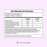 Resveratrol 165mg com licopeno biotina e proantocianidinas em 1 cápsula