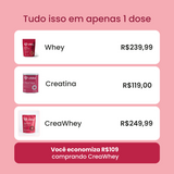 CreaWhey 900g | 19g de proteína e 3g de creatina por dose (chocolate ou baunilha)