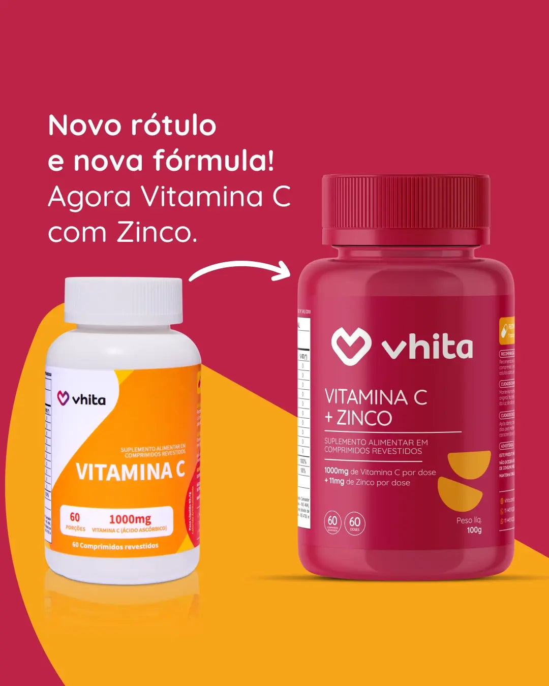 Vitamina C com Zinco em comprimidos de 1000mg Zero Calorias